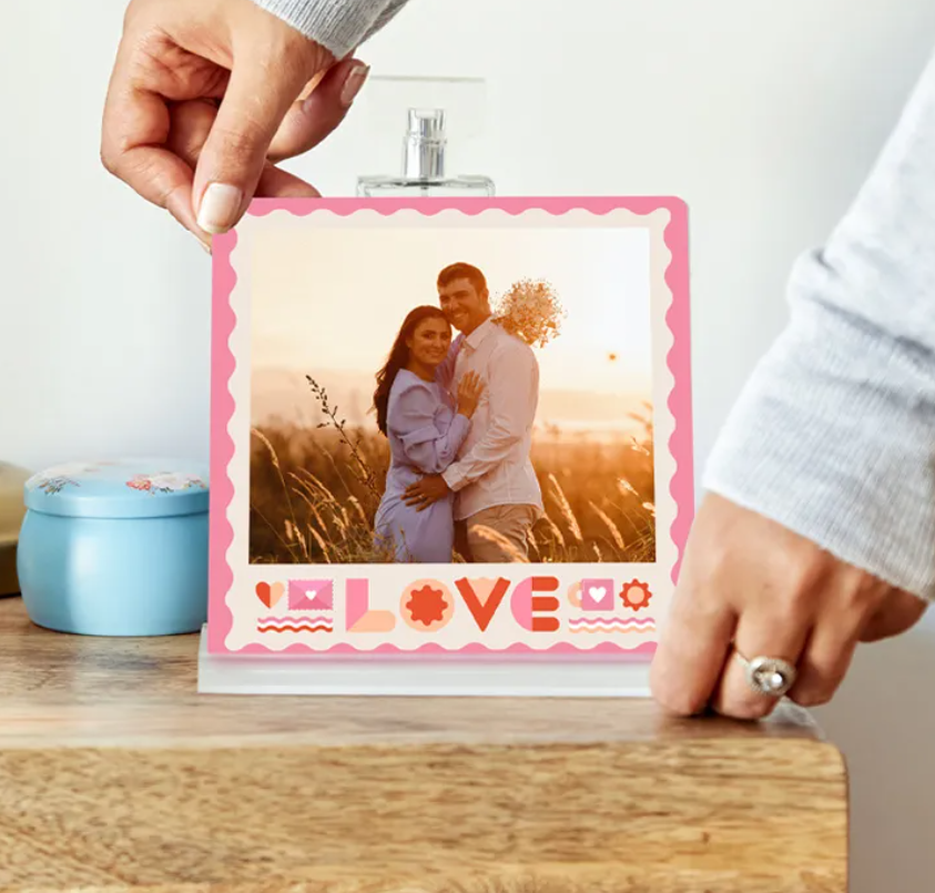 Metallic photo print frame for modern home decor