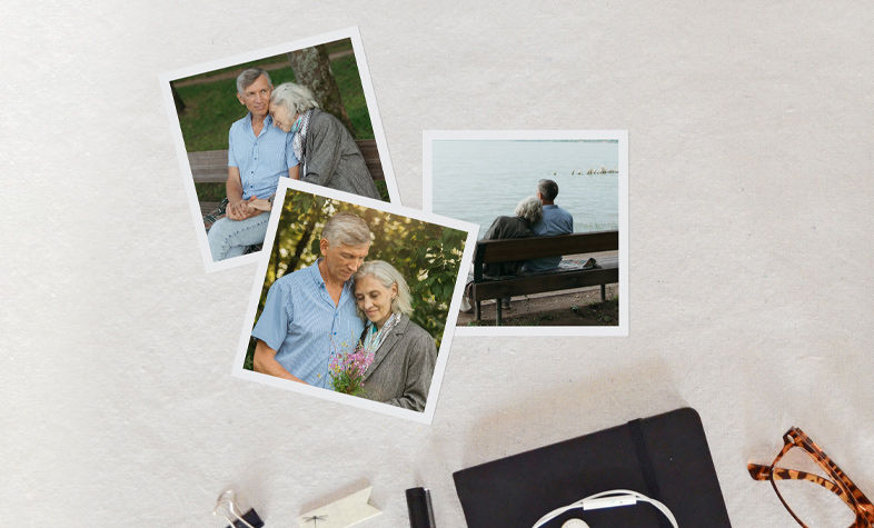 Mini photo prints arranged as an anniversary gift idea