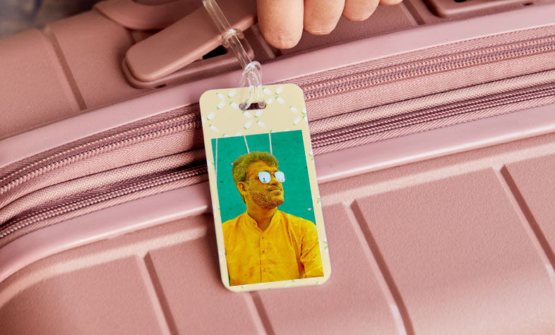 Portrait-format personalized bag tag