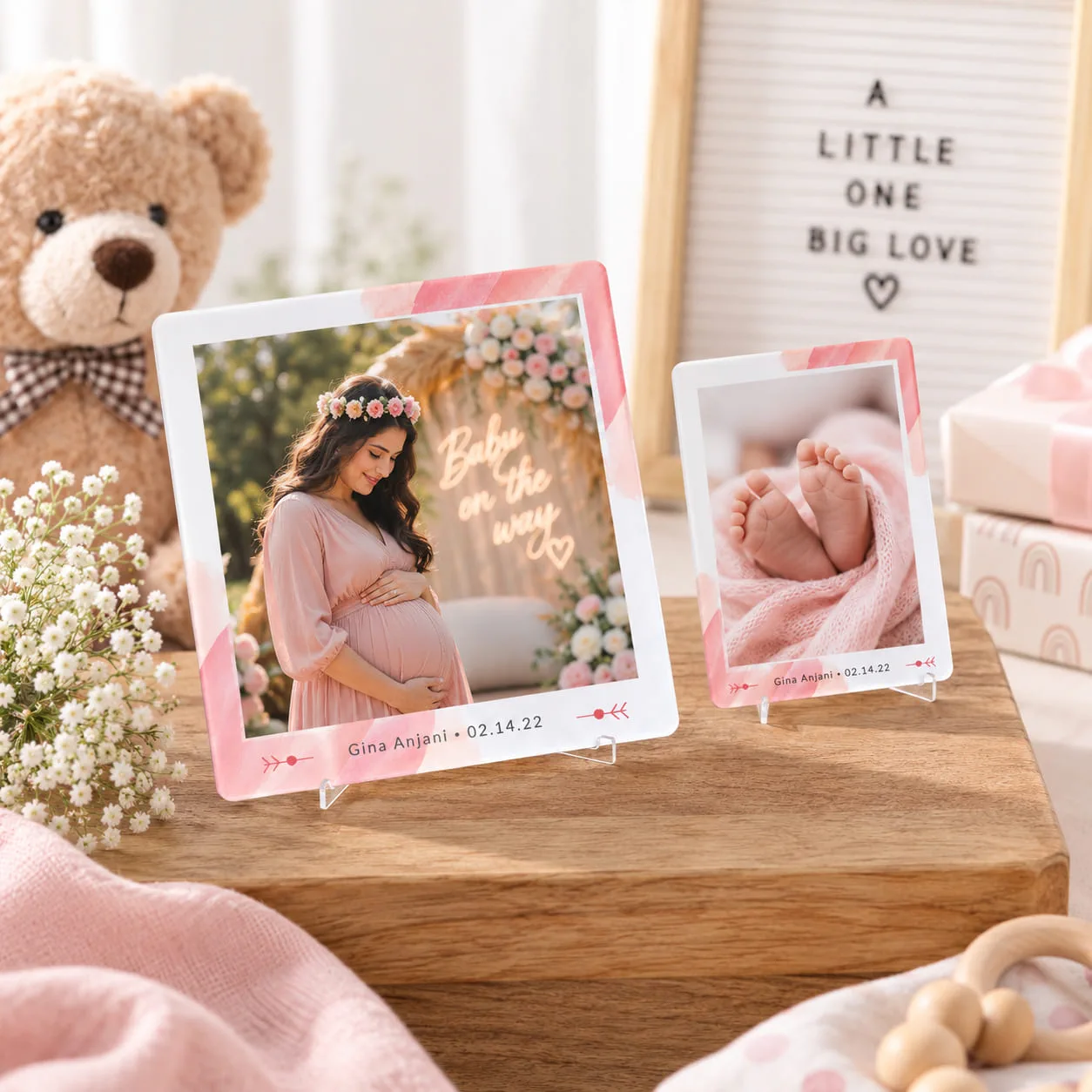 Mother-to-be cradling her baby bump outdoors