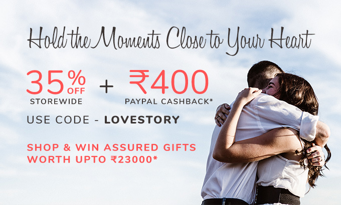 Flat 35% off storewide + Rs.400 PayPal Cashback. Code- LOVESTORY