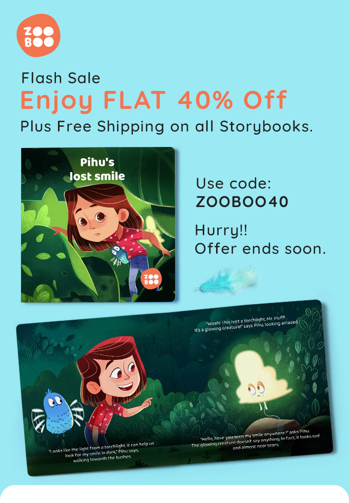 Enjoy flat 40% off on all storybooks + avail FREE shipping! Use code: ZOOBOO40.